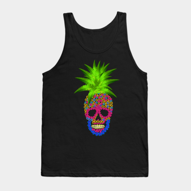 Pineapple, Skull Floral Tropical Tank Top by logiamerch
