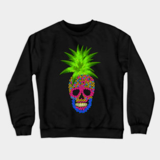 Pineapple, Skull Floral Tropical Crewneck Sweatshirt