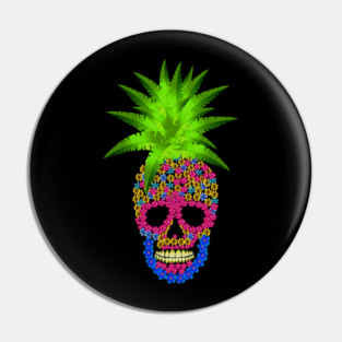 Pineapple, Skull Floral Tropical Pin