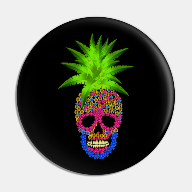 Pineapple, Skull Floral Tropical Pin by logiamerch