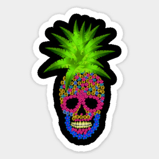 Pineapple, Skull Floral Tropical Magnet