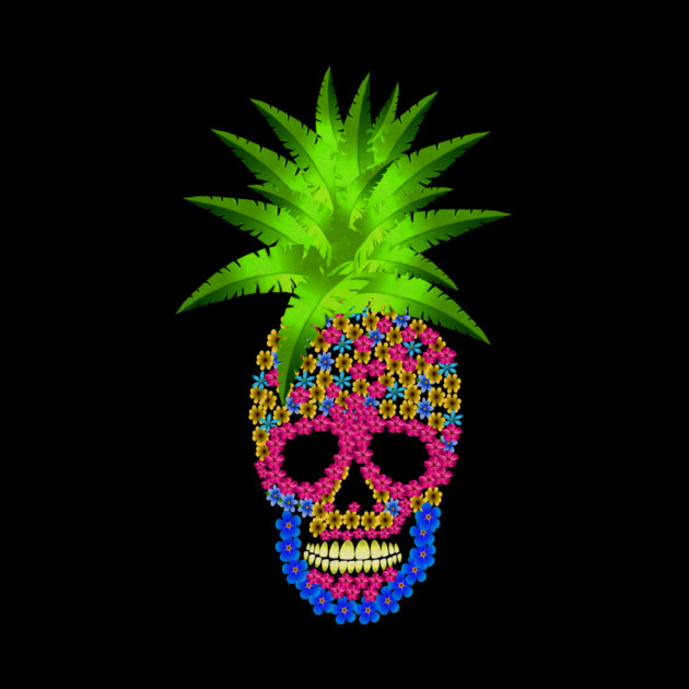 Pineapple, Skull Floral Tropical by logiamerch
