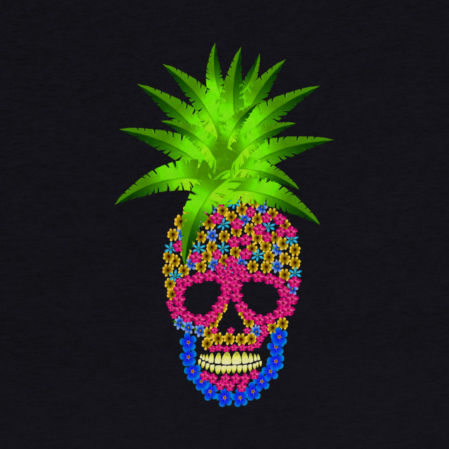 Pineapple, Skull Floral Tropical by logiamerch