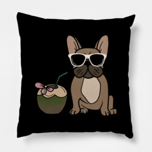 Cute French bulldog, Tropical, Dog Lover Pillow