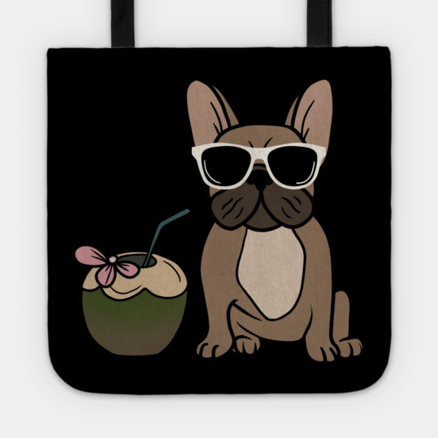 Cute French bulldog, Tropical, Dog Lover Tote by logiamerch