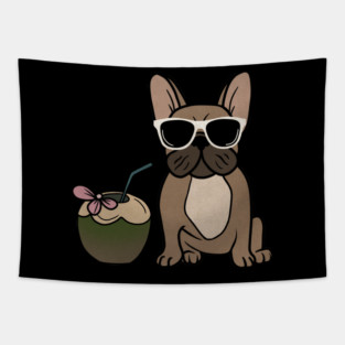 Cute French bulldog, Tropical, Dog Lover Tapestry