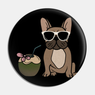 Cute French bulldog, Tropical, Dog Lover Pin