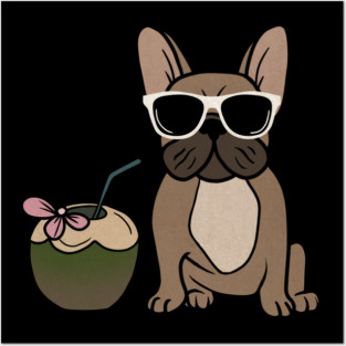 Cute French bulldog, Tropical, Dog Lover Posters and Art