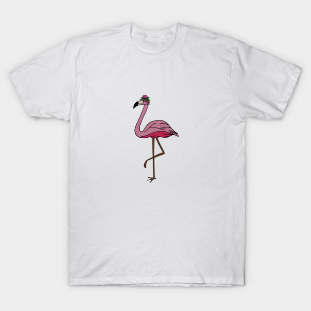 Flamingo Floral, Animal, Tropical Bird T-Shirt by logiamerch