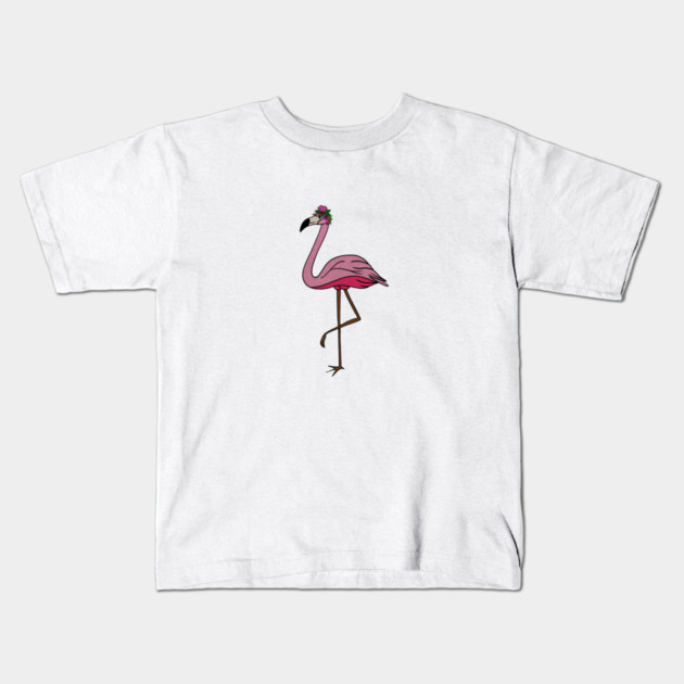 Flamingo Floral, Animal, Tropical Bird Kids T-Shirt by logiamerch