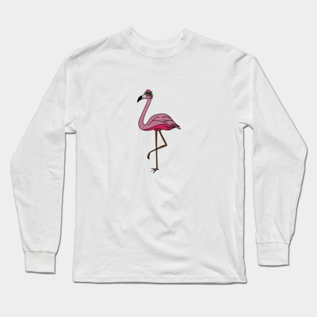 Flamingo Floral, Animal, Tropical Bird Long Sleeve T-Shirt by logiamerch