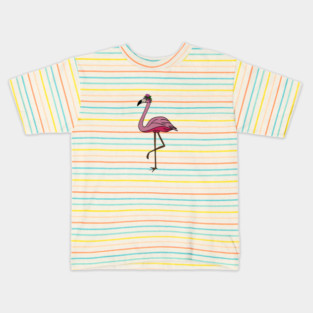 Flamingo Floral, Animal, Tropical Bird Kids T-Shirt