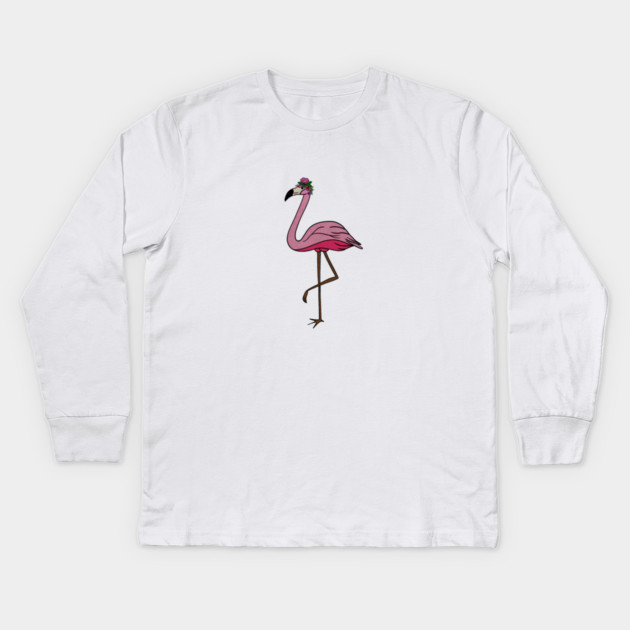Flamingo Floral, Animal, Tropical Bird Kids Long Sleeve T-Shirt by logiamerch