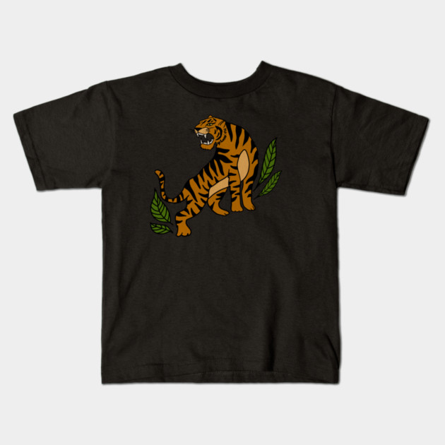 Tiger Big Cat, Tropical Animal Kids T-Shirt by logiamerch