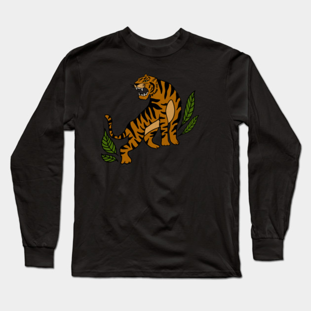 Tiger Big Cat, Tropical Animal Long Sleeve T-Shirt by logiamerch