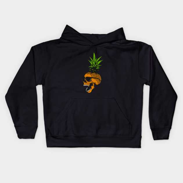 Pineapple, Skull wearing Glasses, Tropical Design Kids Hoodie by logiamerch