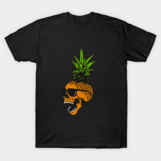 Pineapple, Skull wearing Glasses, Tropical Design T-Shirt