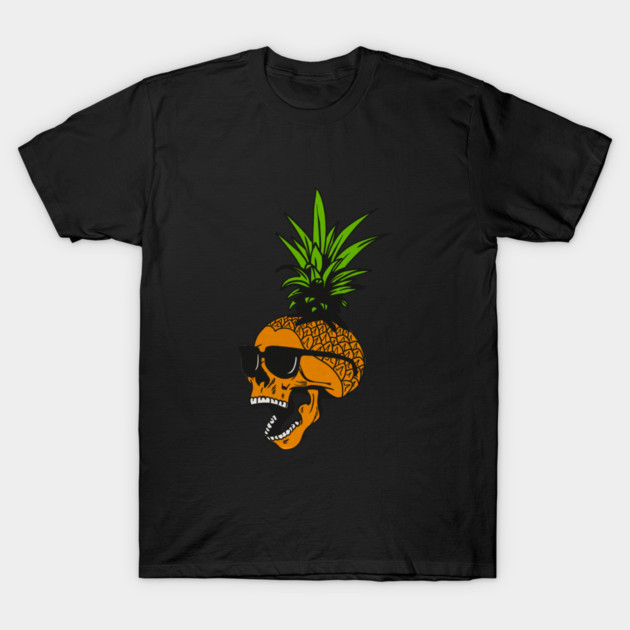 Pineapple, Skull wearing Glasses, Tropical Design T-Shirt by logiamerch