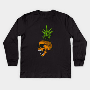 Pineapple, Skull wearing Glasses, Tropical Design Kids Long Sleeve T-Shirt