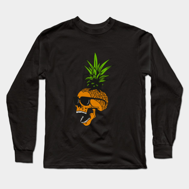 Pineapple, Skull wearing Glasses, Tropical Design Long Sleeve T-Shirt by logiamerch