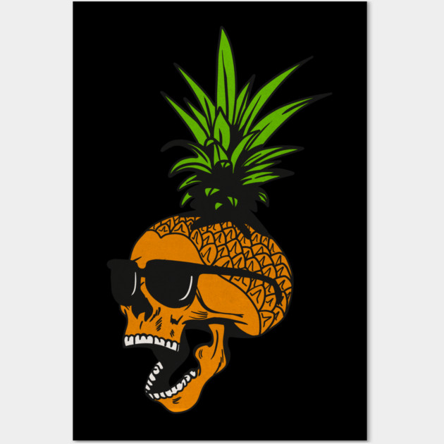 Pineapple, Skull wearing Glasses, Tropical Design Wall Art by logiamerch