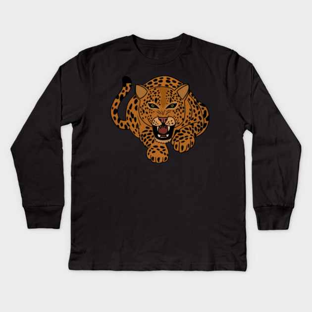 Leopard Stalking, Tropical Animal, Love Cats Kids Long Sleeve T-Shirt by logiamerch
