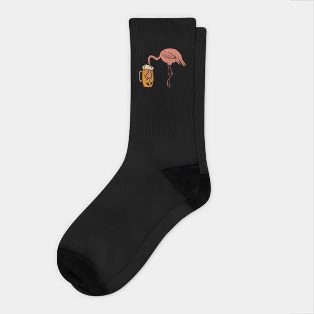 Funny Flamingos Tropical, Drinking Beer Socks by logiamerch