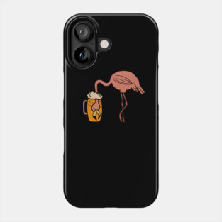 Funny Flamingos Tropical, Drinking Beer Phone Case