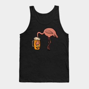 Funny Flamingos Tropical, Drinking Beer Tank Top