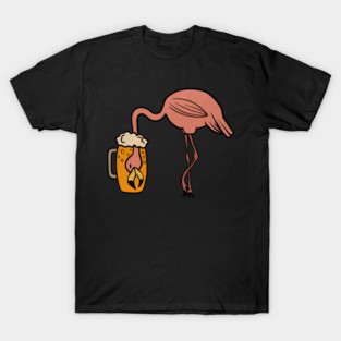 Funny Flamingos Tropical, Drinking Beer T-Shirt
