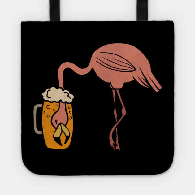 Funny Flamingos Tropical, Drinking Beer Tote by logiamerch