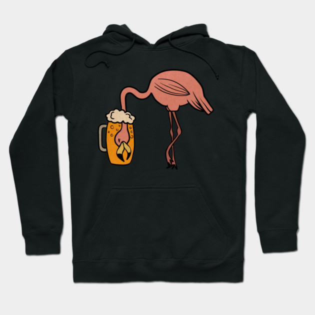 Funny Flamingos Tropical, Drinking Beer Hoodie by logiamerch