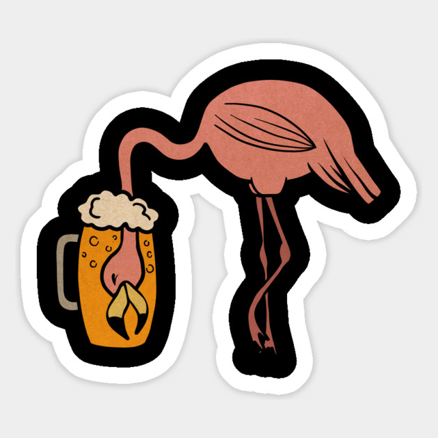 Funny Flamingos Tropical, Drinking Beer Magnet by logiamerch
