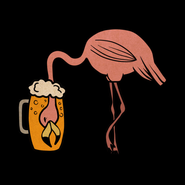 Funny Flamingos Tropical, Drinking Beer by logiamerch