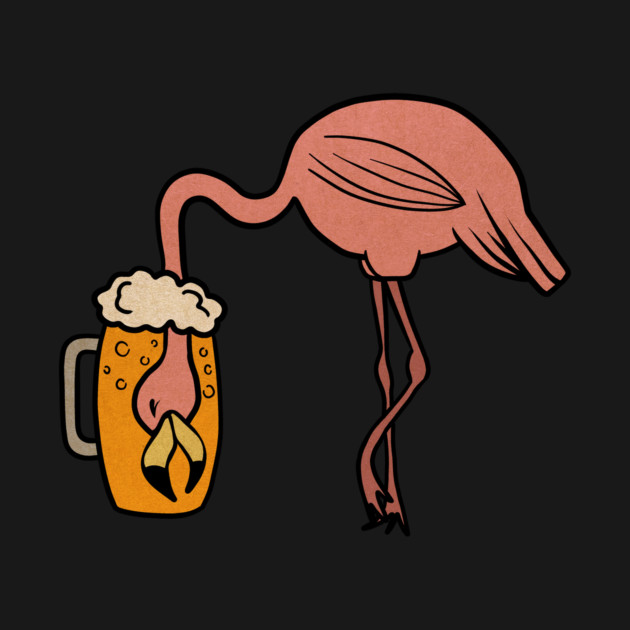 Funny Flamingos Tropical, Drinking Beer by logiamerch