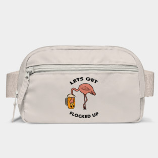 Let's get Flocked up Flamingo drinking beer Funny Tropical Bag