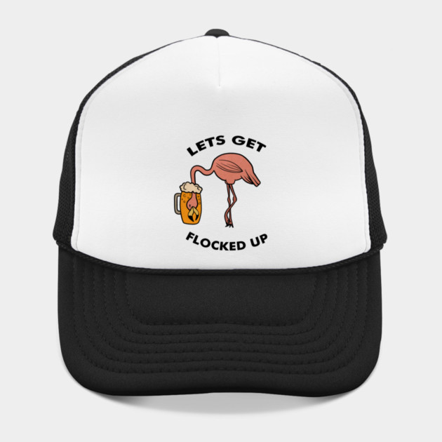 Let's get Flocked up Flamingo drinking beer Funny Tropical by logiamerch