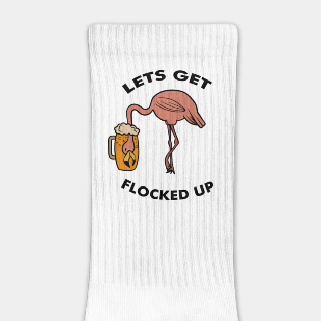 Let's get Flocked up Flamingo drinking beer Funny Tropical by logiamerch