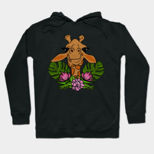 Cute Giraffe, Floral Tropical Hoodie