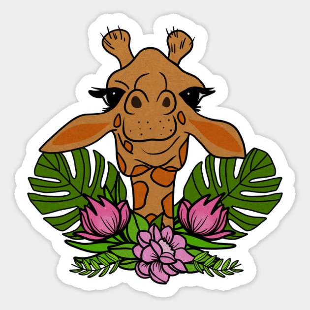 Cute Giraffe, Floral Tropical Magnet by logiamerch