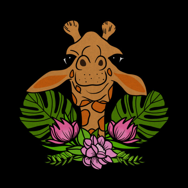 Cute Giraffe, Floral Tropical by logiamerch