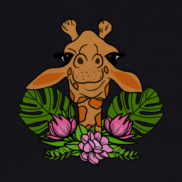 Cute Giraffe, Floral Tropical by logiamerch
