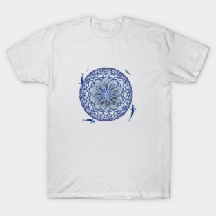 Blue Koi Lotus Mandala Tee T-Shirt