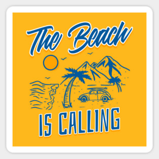 Vintage Retro The Beach is Calling Home is where the beach is Magnet
