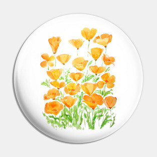 orange California poppy watercolor painting Pin
