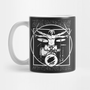 DA VINCI DRUMMER - VITRUVIAN MAN PLAYING THE DRUMS - LEONARDO DA VINCI VITRUVIAN MAN PARODY FOR DRUMMERS Mug