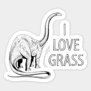 I Love Grass Dinosaur Sticker