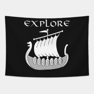 Viking Longship Explore Norse T-shirt Tapestry