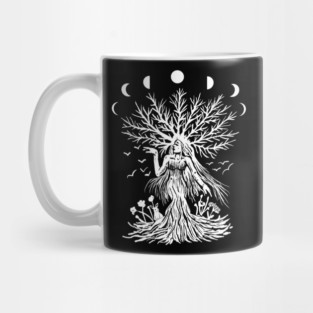 Tree Goddess, Moon Phases, Gothic Witchy Nature Mug