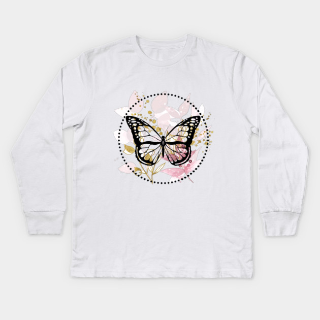 BOHO Butterfly Design Kids Long Sleeve T-Shirt by MCALTees